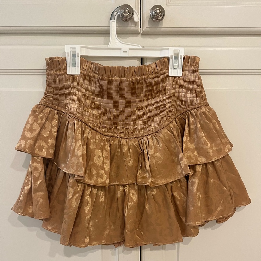 ee:some gold cheetah print ruffle skirt
